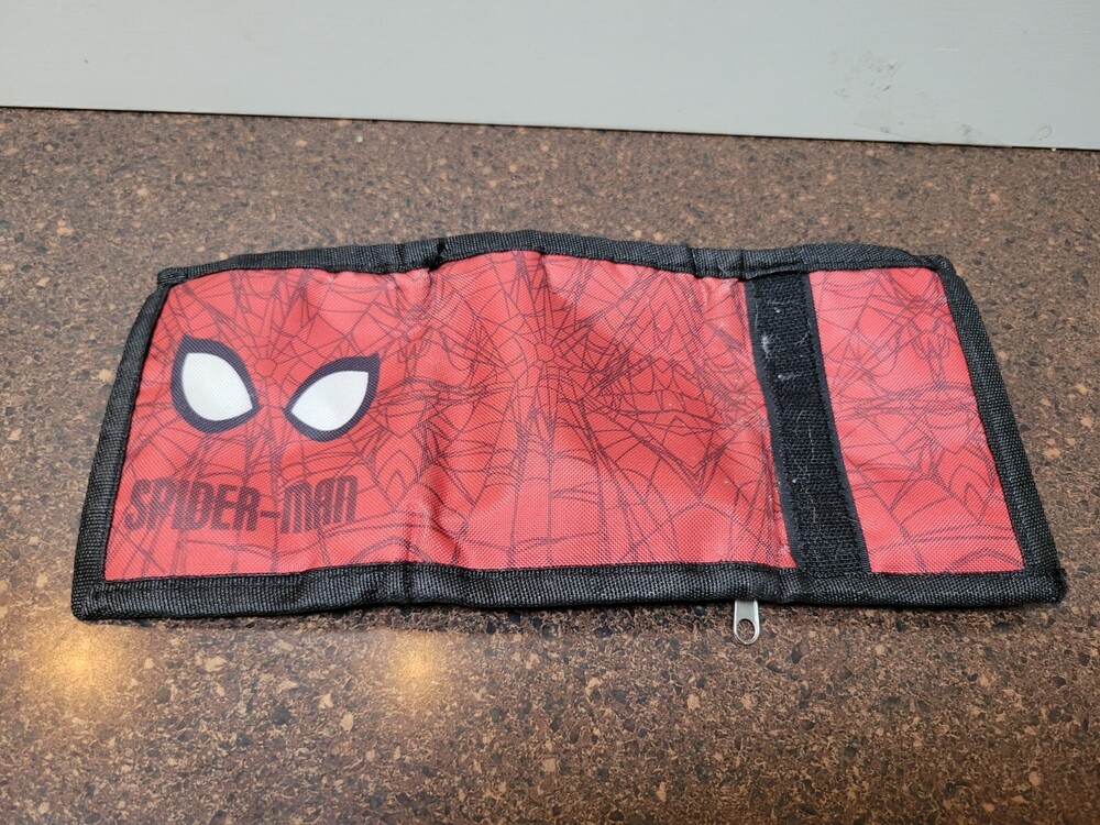Spider-Man Web Graphic Print Trifold Fabric Wallet Red for Kids with Web Design